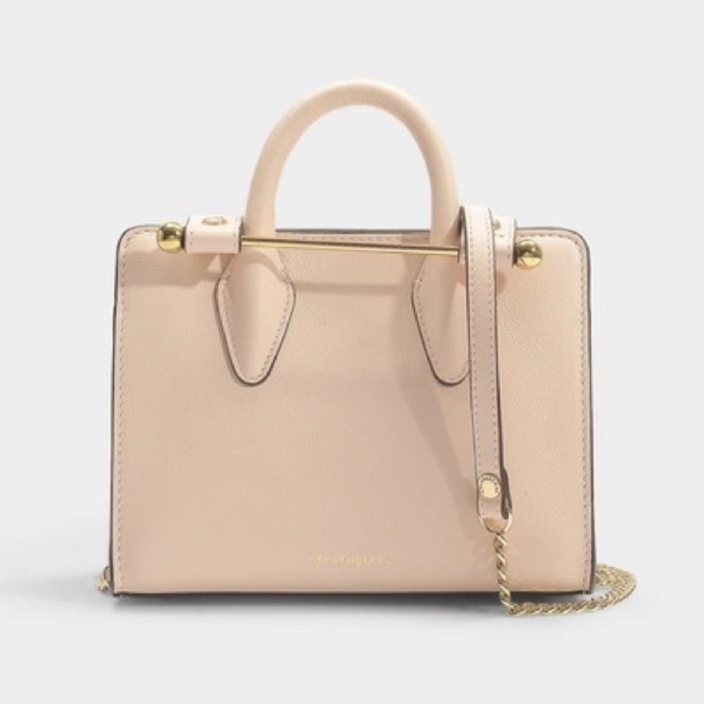 THE STRATHBERRY NANO TOTE Women Shoulder Bag Purse Calfskin Leather Nude Color